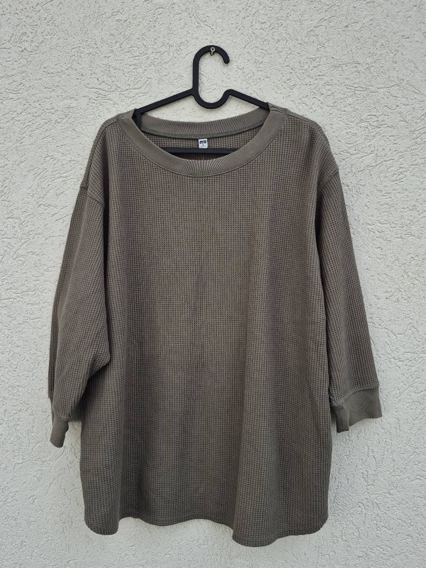 חולצה עם שרוולי 3/4 מבד וופל