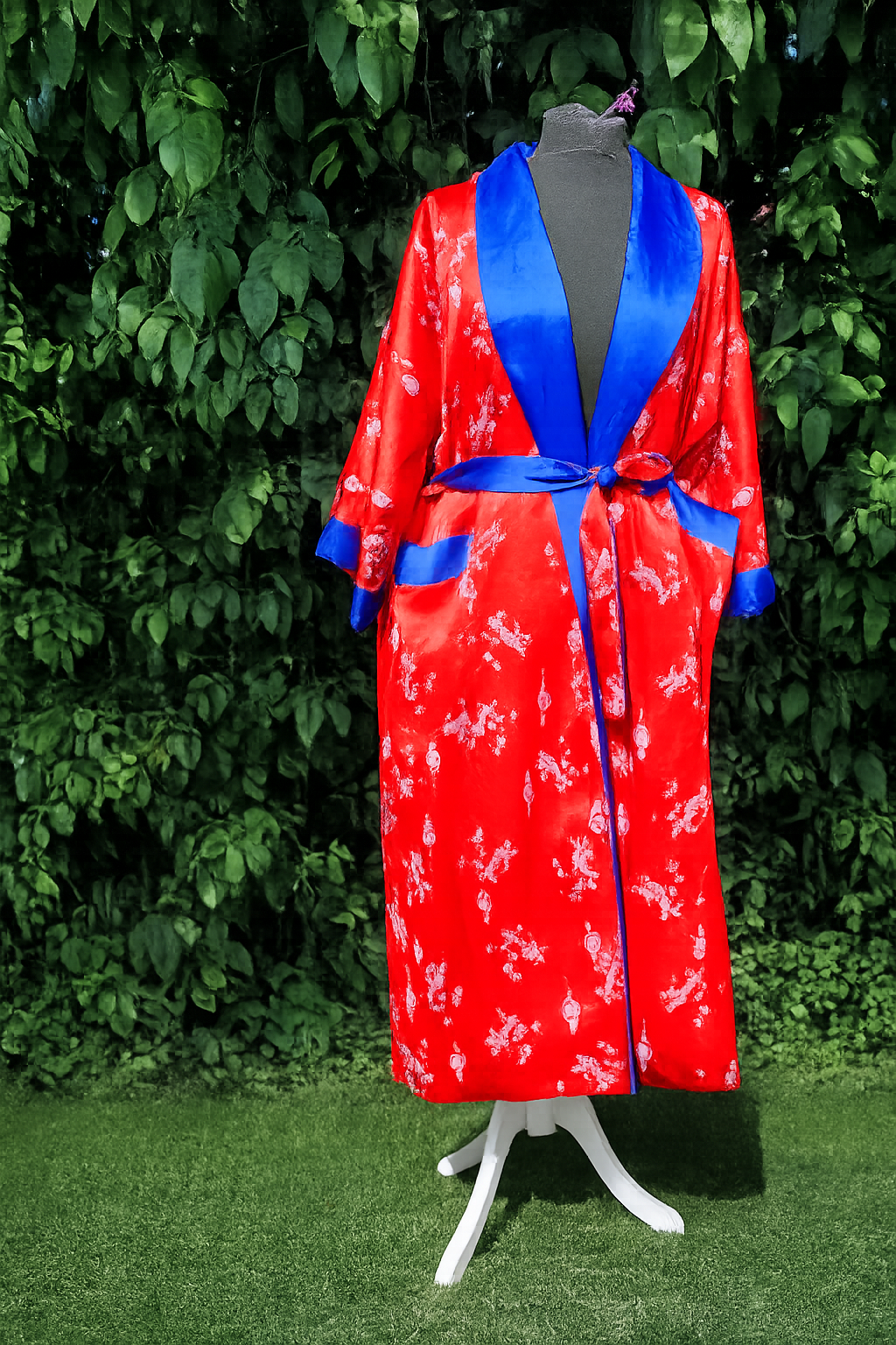 קימונו דו צדדי אדום וכחול