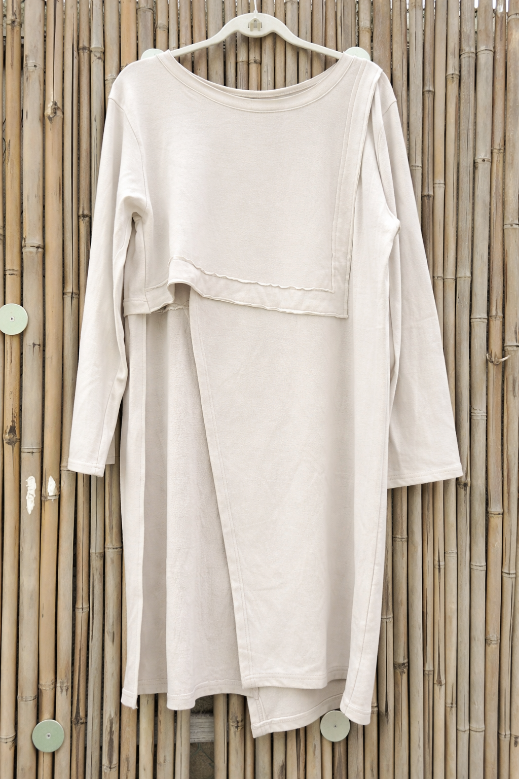 שמלת טוניקה מבד פוטר בצבע אבן