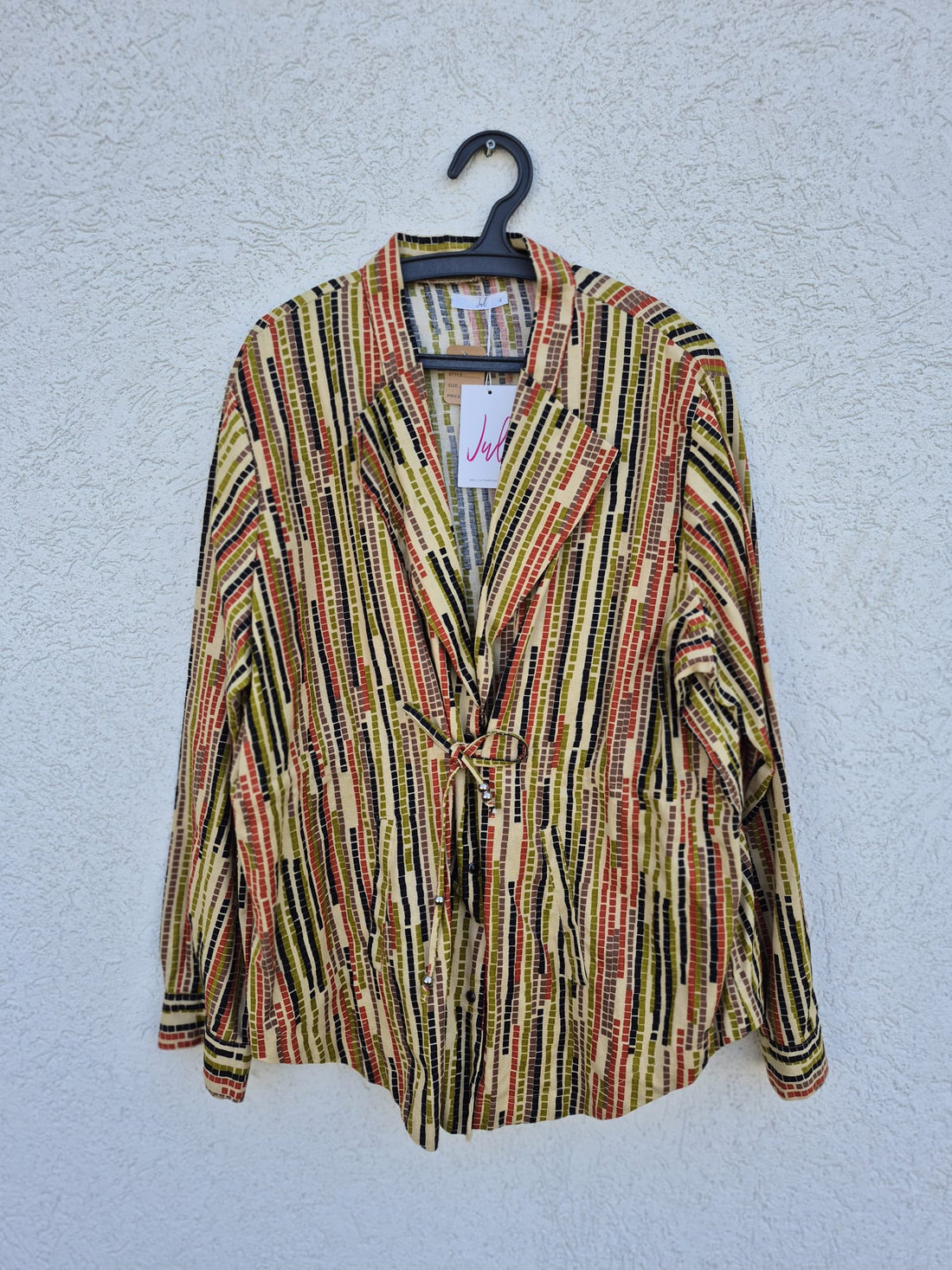 זקט דק צבעוני עם שרוך קשירה