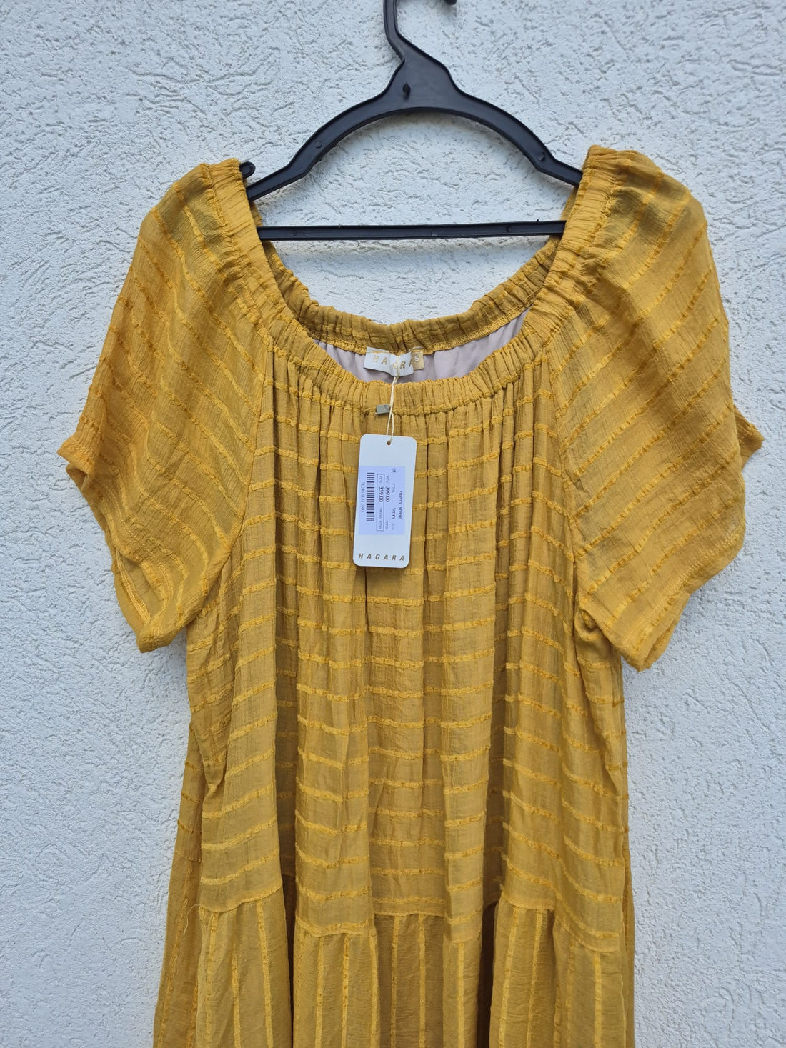 שמלת חרדל OFF SHOULDER