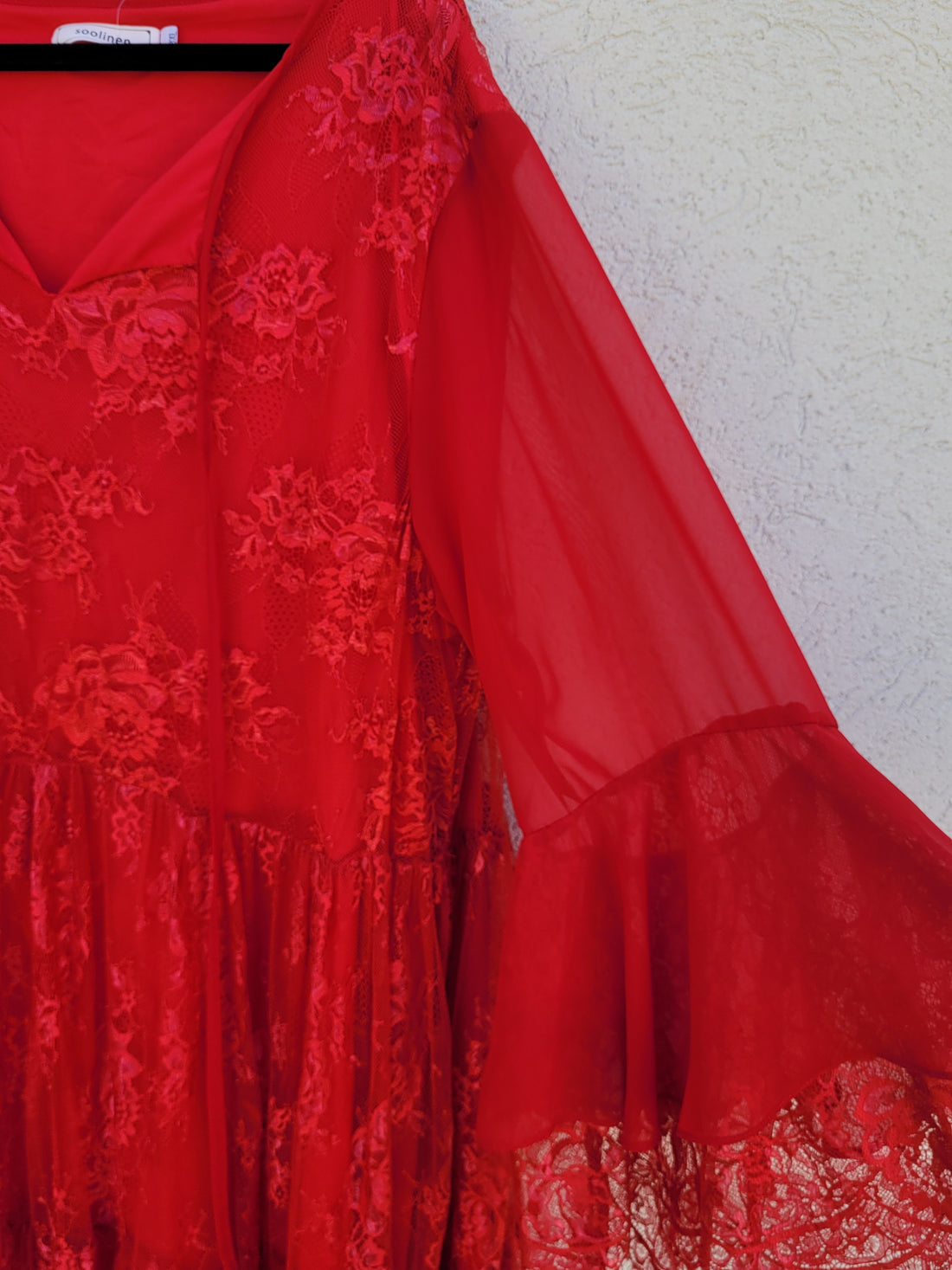 שמלת ערב תחרה אדומה