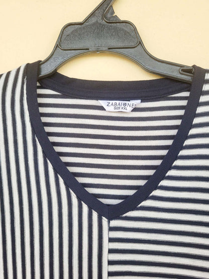 חולצת סריג פסים כחול ולבן