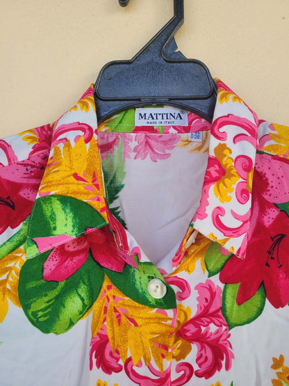 חולצה מכופתרת פרחונית טרופית