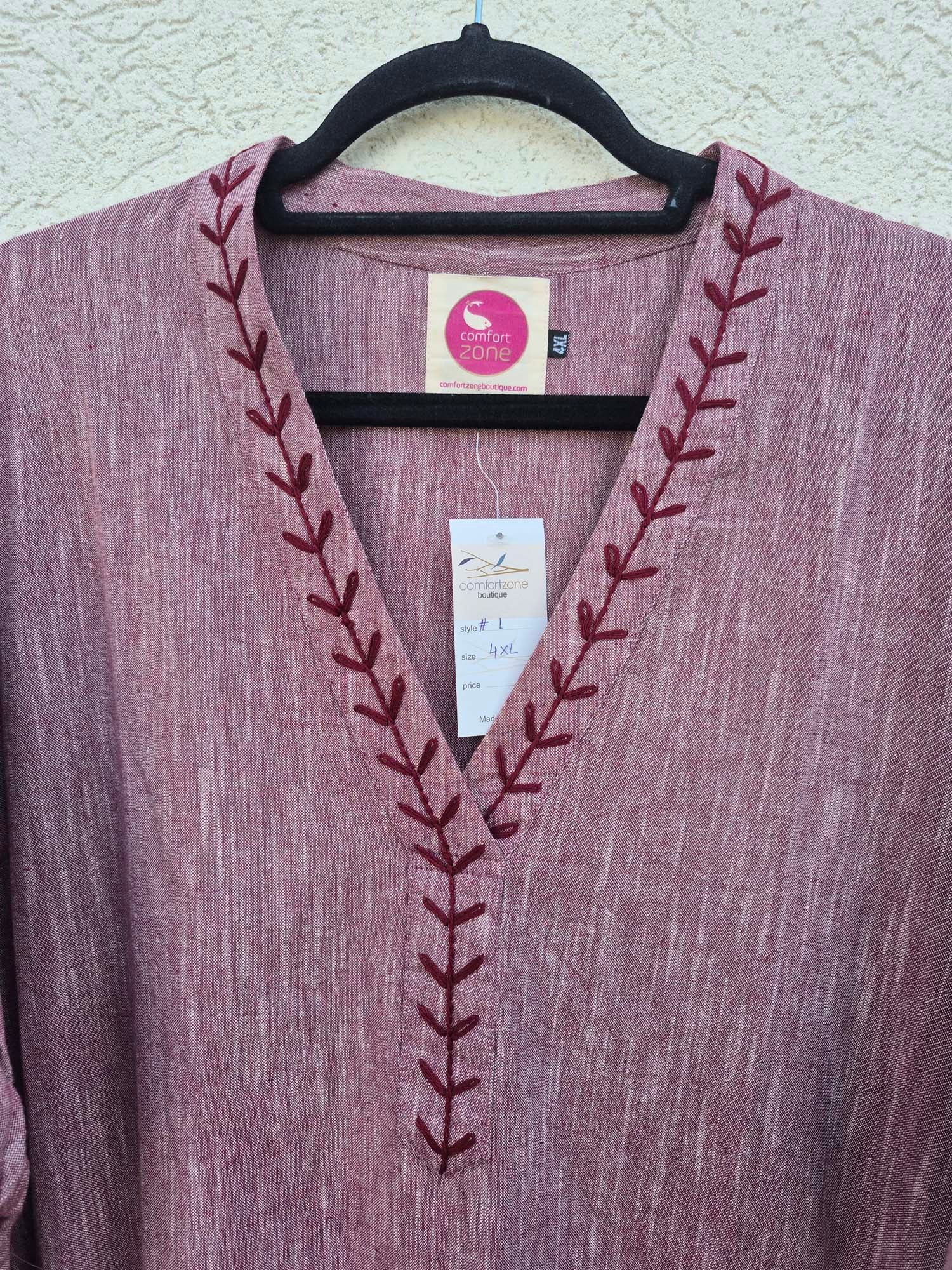 שמלת גלביה עם רקמה סגולה