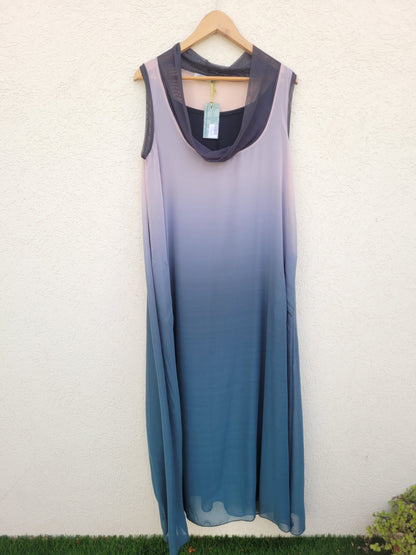 שמלת שיפון בגווני אפור ורוד