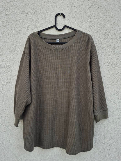 חולצה עם שרוולי 3/4 מבד וופל