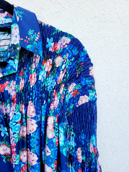 שמלת כיווצים פרחונית