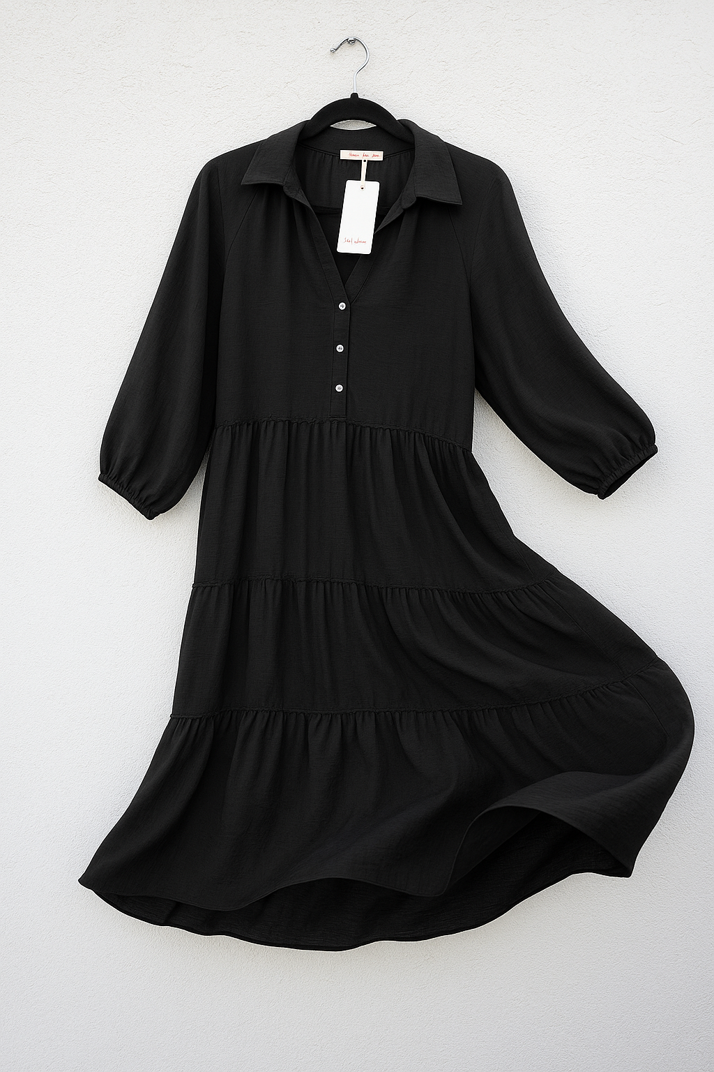 שמלת מקסי שכבות שחורה