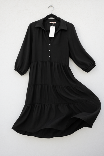 שמלת מקסי שכבות שחורה