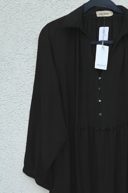 שמלת מקסי שכבות שחורה