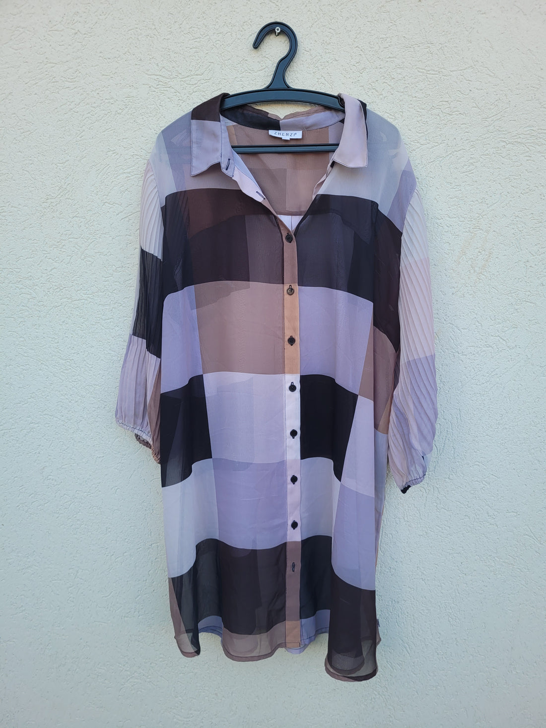 טוניקה מכופתרת ריבועים צבעוניים