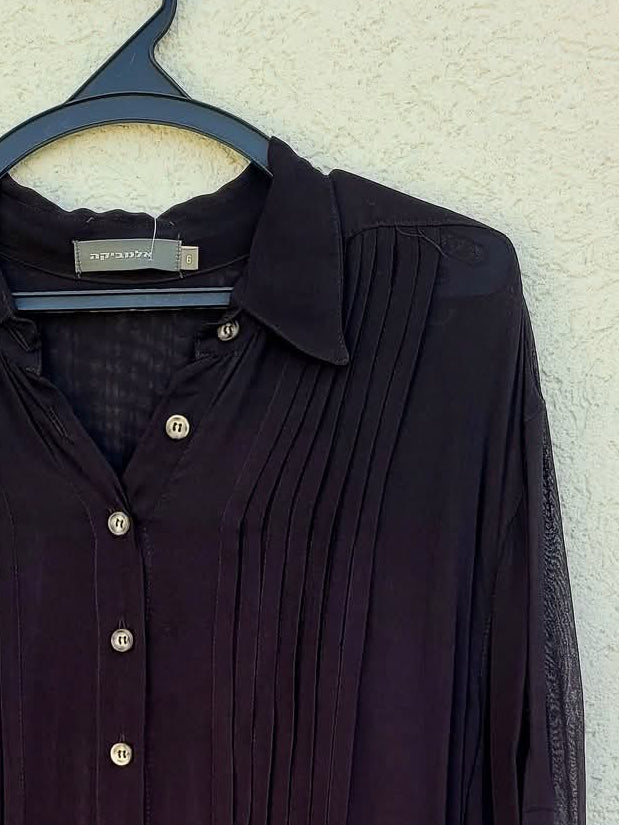 טופ שיפון ארוך שחור