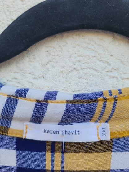 שמלה משובצת חצי מכופתרת