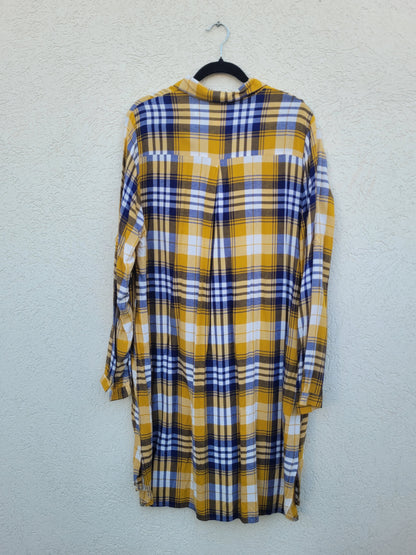 שמלה משובצת חצי מכופתרת