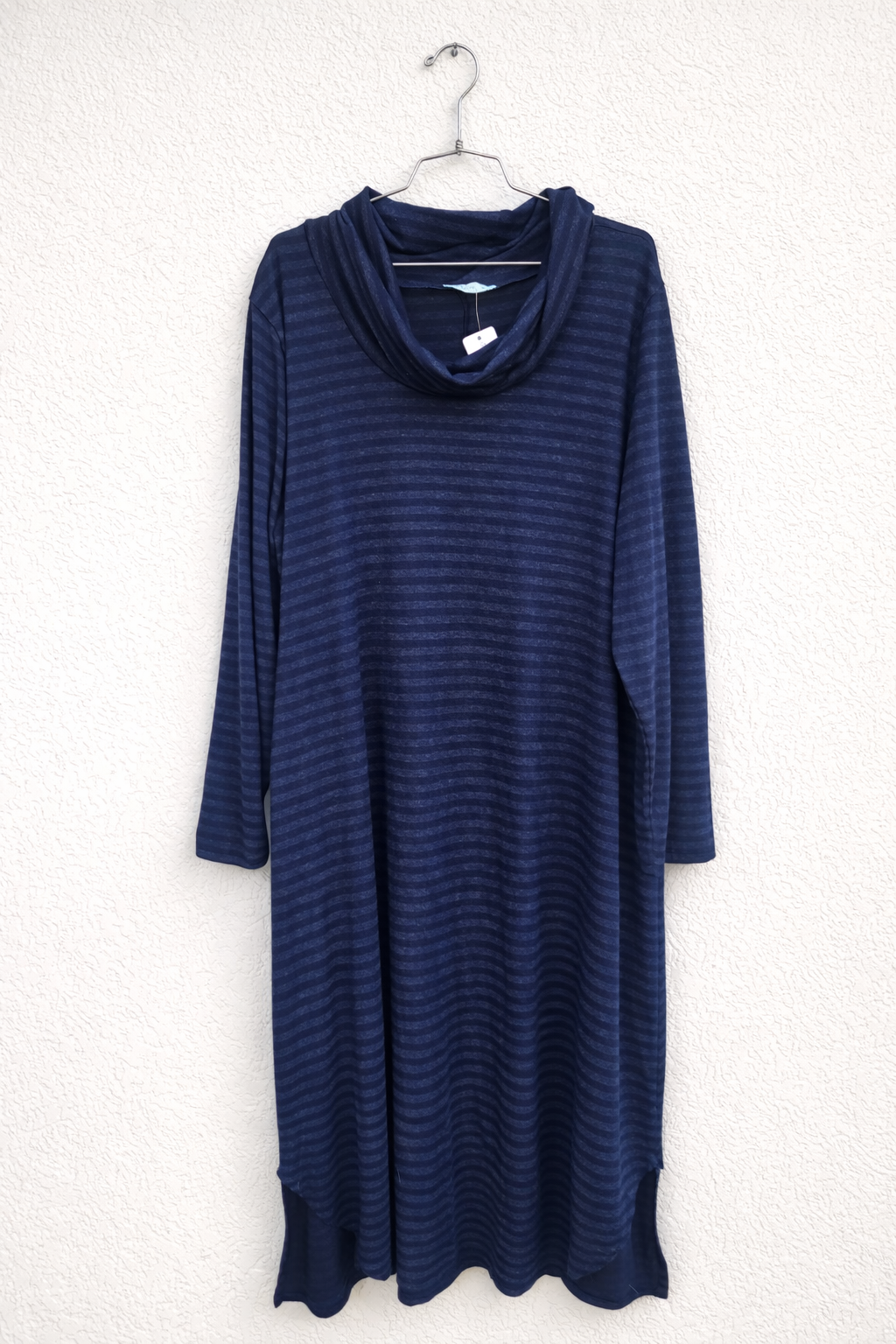 שמלת כותנה פסים כחול ואפור