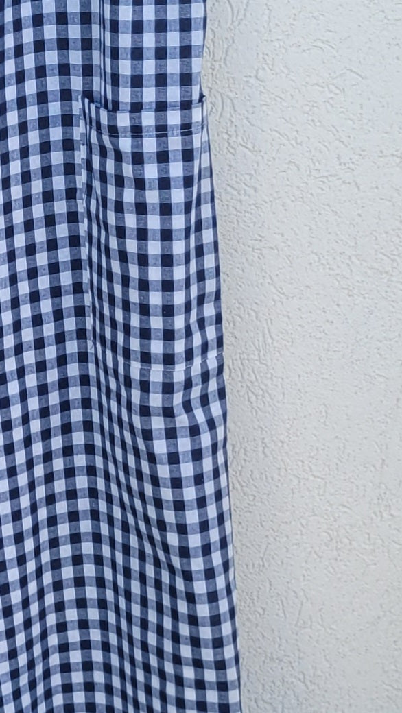 אוברול משבצות כחול לבן