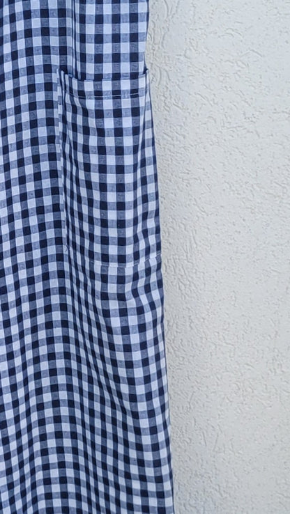 אוברול משבצות כחול לבן