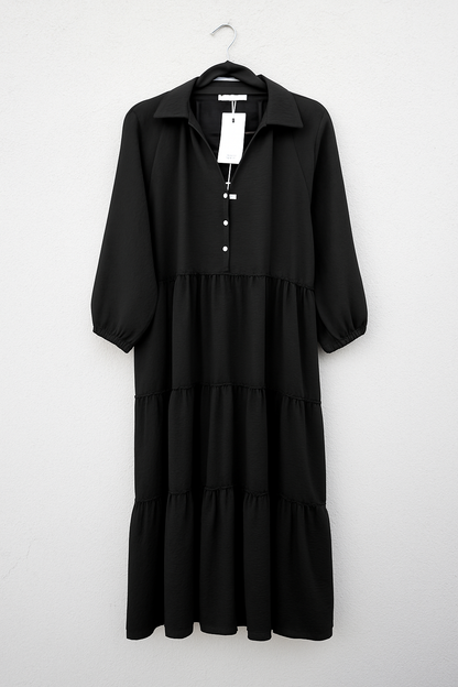 שמלת מקסי שכבות שחורה
